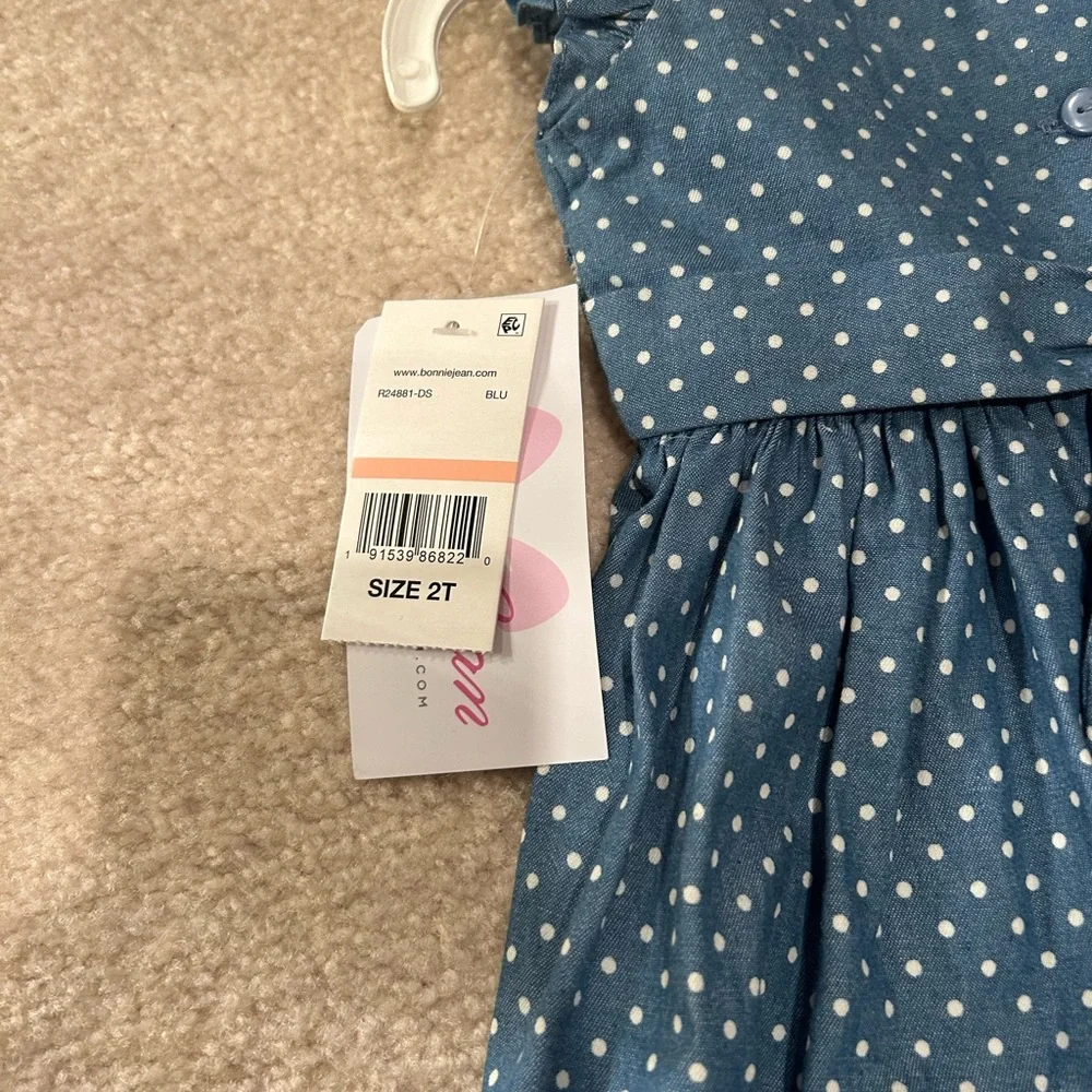 Bonnie Jean Blue White Polka Dot Dress Size 2T - Picture 4 of 5